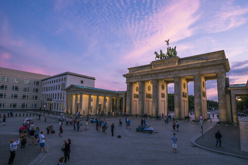 Germany, Berlin, Pariser Platz, Brandenburger Gate at sunset - ZMF000349