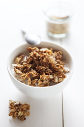 Bowl of granola with oak flakes and roasted pumpkin seeds - EVGF000886