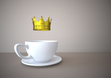 Kaffeetasse mit goldener Krone, Illustration - ALF000213