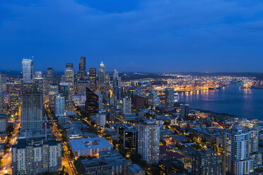 USA, Washington State, Seattle, Cityscape, Blue hour - FOF007128