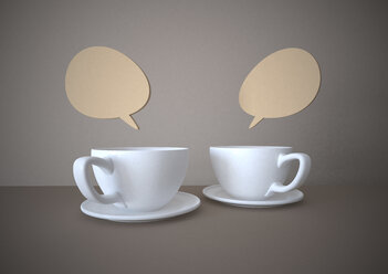 Kaffeetassen mit Sprechblasen, Illustration - ALF000215