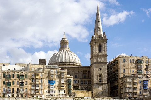 Malta, Valletta, Basilika Our Lady of Mount Carmel und St. Paul's Pro-Cathedral, lizenzfreies Stockfoto