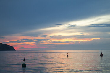 Slovenia, Istria, Slovene Littoral, Izola, Adriatic coast at sunset - WIF001109