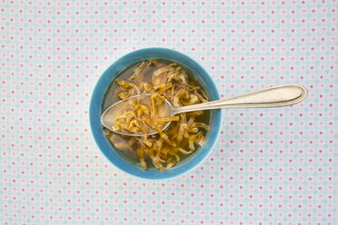 Schale mit schwäbischer Flädlesuppe auf Tuch - LVF001950