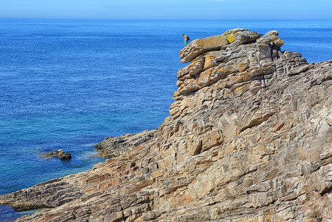 Frankreich, Bretagne, Cote Sauvage auf der Halbinsel Qiberon, lizenzfreies Stockfoto