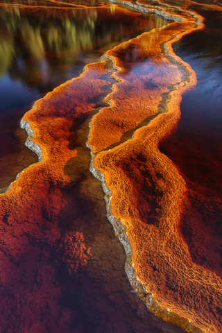 Spain, Huelva, Water reflections in the Rio Tinto stock photo