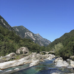 Switzerland, Ticino, bridge over Verzasca river - GWF003240