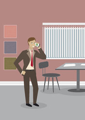 Businessman in office on the phone, illustration - ALF000241