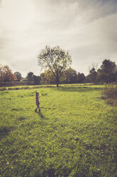 Little girl with blowball walking on a meadow - SARF000935
