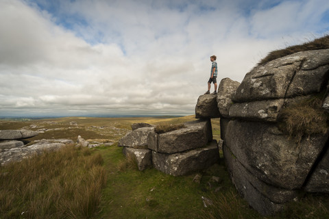 Vereinigtes Königreich, England, Cornwall, Bodmin Moor, Felsformation Rough Tor, lizenzfreies Stockfoto