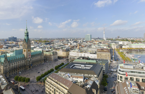 Germany, Hamburg, cityscape with city hall stock photo