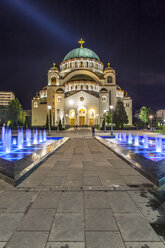 Serbia, Belgrade, Beograd, Church of Saint Sava at night - AMF003082
