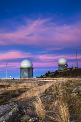 Germany, Bavaria, Bavarian Forest National Park, View of radome on Grosser Arber in the evening - STSF000549