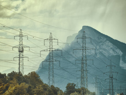 switzerland, powerlines, power pole, alps - DSCF000173