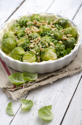 Brussels sprouts tart on cloth and wood - ODF000859