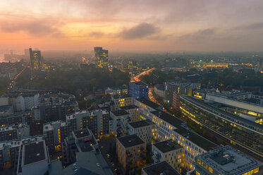 Germany, Hamburg, Cityscape at sunset - RJF000348