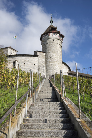 Schweiz, Kanton Schaffhausen, Schaffhausen, Treppe zum Schloss Munot, lizenzfreies Stockfoto