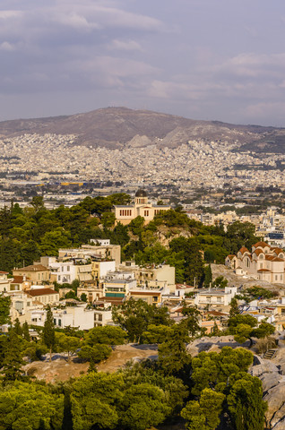 Griechenland, Athen, Stadtbild mit Sternwarte, lizenzfreies Stockfoto