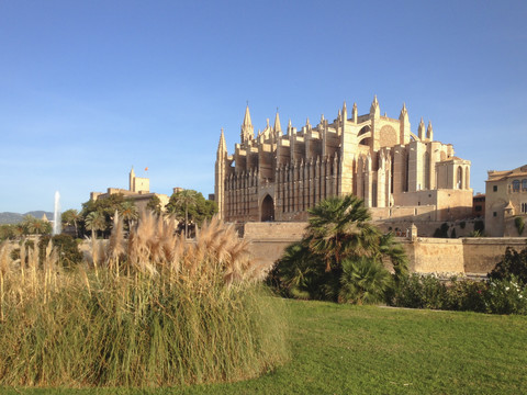 Kathedrale von Palma, Wahrzeichen der Baleareninsel Mallorca, Spanien, lizenzfreies Stockfoto