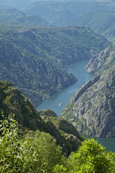 Spanien, Galicien, Blick vom Mirador de cabezoas zum Canon del sil - LAF001234