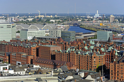 Deutschland, Hamburg, Hafen, Speicherstadt und Hafencity, lizenzfreies Stockfoto