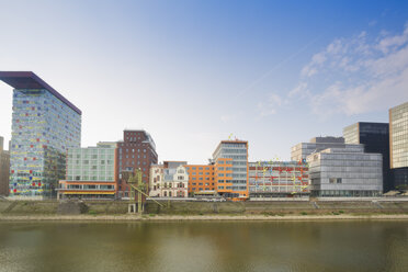 Germany, Dusseldorf, Media Harbour, Old warehouses at Julio Levin Ufer - MEMF000513