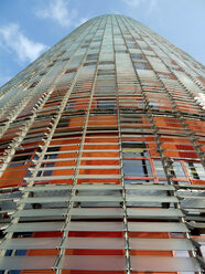 Spain, Catalonia, Barcelona, view to Torre Agbar from below - HLF000775