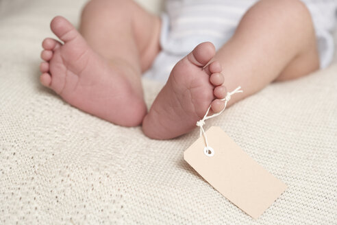 Babyfüße mit leerem Kartonschild - FSF000291