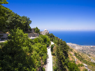 Italy, Sicily, Province of Trapani, Erice, View from Castello di Venere to Chiesa de San Giovanni - AMF003294