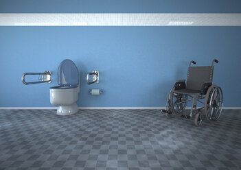 3D Rendering, Behindertentoilette mit Rollstuhl - ALF000260