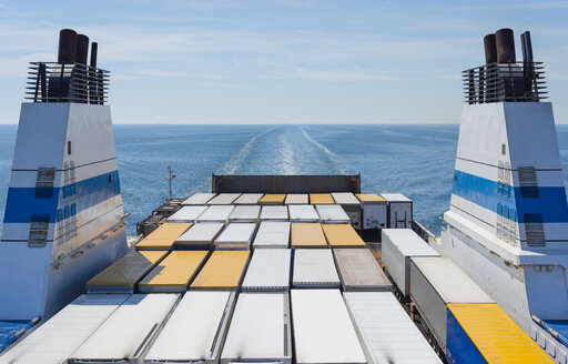 Baltic Sea, Gulf of Finland, ferry with truck trailers - JBF000166