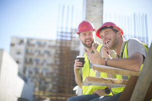 Construction workers having a break in construction site - ZEF001606