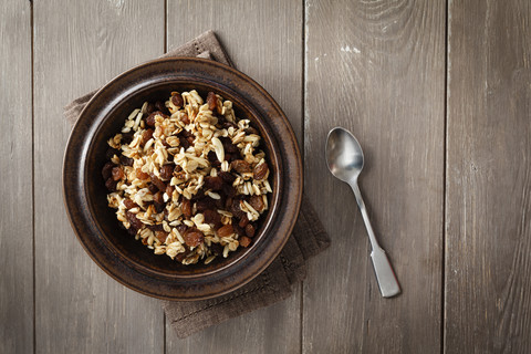 Plate of homemade granola stock photo