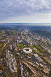 Germany, Baden-Wuerttemberg, Stuttgart, aerial view of Neckarpark with Mercedes-Benz Arena - WDF002774