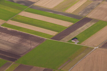 Germany, Baden-Wuerttemberg, aerial view of fields in the Swabian mountains - WDF002796