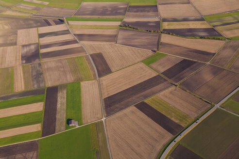 Germany, Baden-Wuerttemberg, aerial view of fields in the Swabian mountains - WDF002797