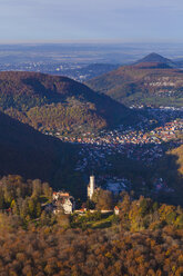 Germany, Baden-Wuerttemberg, Albtrauf, aerial view of Lichtenstein Castle - WDF002798