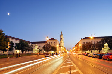 Germany, Bavaria, Munich, Ludwig Maximilian University and church at blue hour - BRF000879