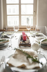 Festive laid table at Christmas time - SBDF002167