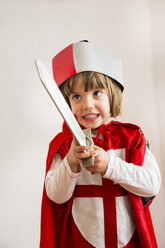Portrait of little girl masquerade as a knight - LVF002459