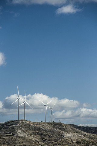 Spanien, Kastilien und Leon, Palencia, Windpark, lizenzfreies Stockfoto