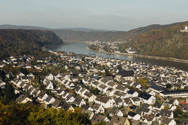 Deutschland, Rheinland-Pfalz, Blick auf Bad Salzig und den Rhein von oben - DWF000208