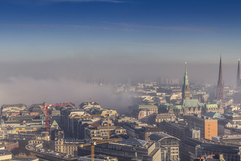 Germany, Hamburg, dense fog over the Alster and parts of downtown - NKF000228