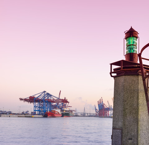 Germany, Hamburg, harbor, navigation light stock photo