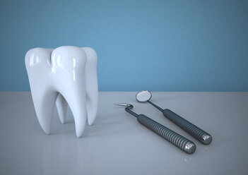 3D Rendering, Tooth With Dentist Tools - ALF000265