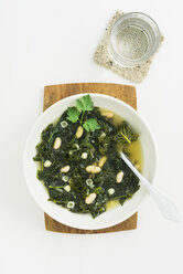 Suppe mit Grünkohl, Canellini-Bohnen und Conchiglie-Nudeln, Wasserglas - ECF001642