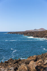 Spain, Canary Islands, Lanzarote, View from coast to Montanas del Fuego, Timanfaya National Park - AMF003508