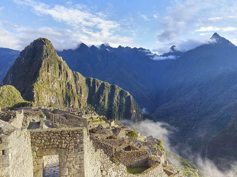 Peru, ruined city at Machu Picchu stock photo