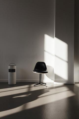 Waiting room with chair and waste bin stock photo