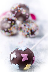 Chocolate cake pops garnished with butterflies - ODF000938